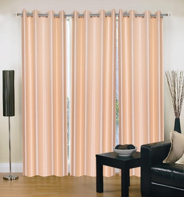 56% OFF on IWS Polyester Beige Printed Eyelet Curtain