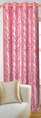 50% OFF on Vrinda Polyester Pink Printed Tab Top Curtain