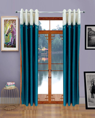 61% OFF on Homefab India Polyester Blue Geometric Eyelet Curtain