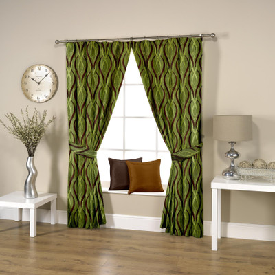 46% OFF on Threadmix Polyester Green Abstract Eyelet Curtain