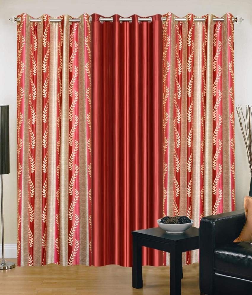 61% OFF on Shopgrab Polyester Maroon Printed Eyelet Curtain