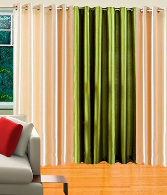 45% OFF on KKK Polyester Multi Solid Eyelet Curtain