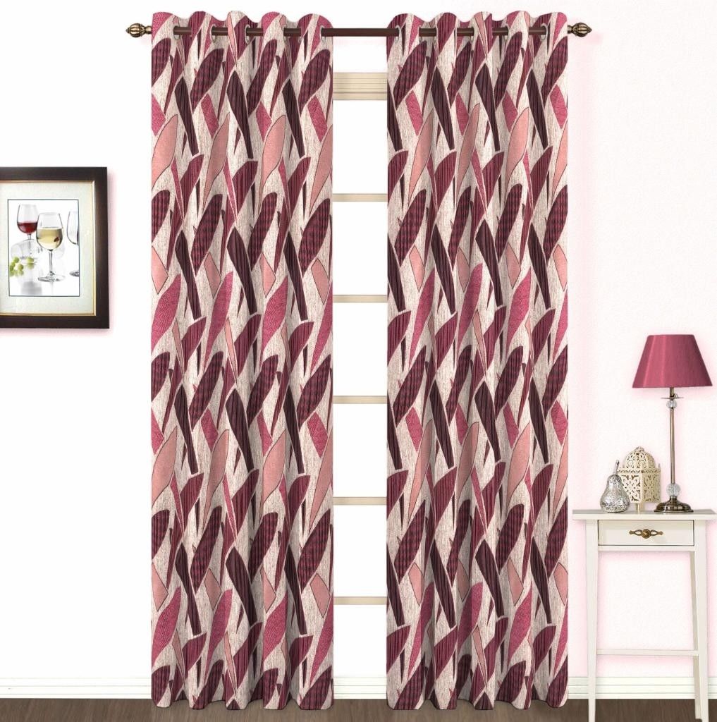 10% OFF on Skipper Polyester, Viscose, Blends Pink Geometric Eyelet Curtain