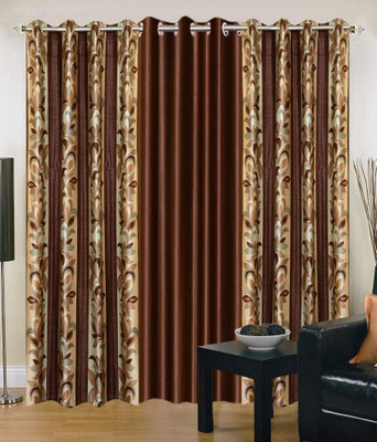 52% OFF on HomeZaara Polyester Multicolor Striped Tab Top Curtain