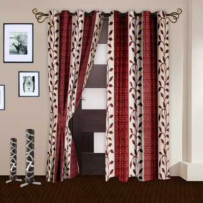 40% OFF on Story @ Home Polyester Maroon Printed Eyelet Curtain