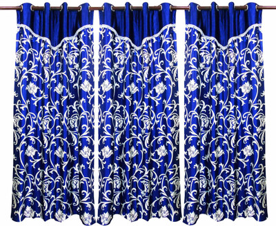 67% OFF on Zikrak Exim Polyester Blue Floral Eyelet Curtain