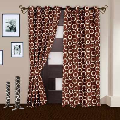 50% OFF on Story @ Home Polyester Brown Printed Tab Top Curtain