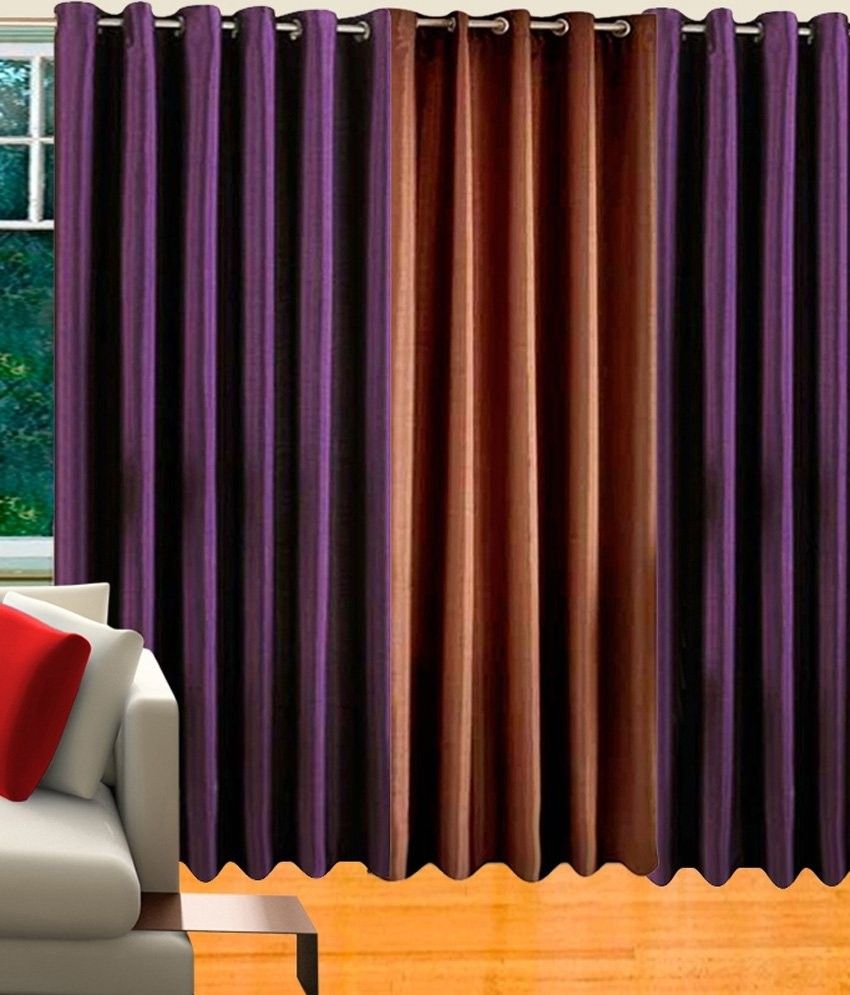 40% OFF on K-Star Polyester Purple, Brown Solid Eyelet Curtain