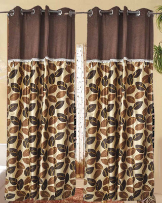 50% OFF on Madhav Product Polyester Brown Floral Eyelet Curtain