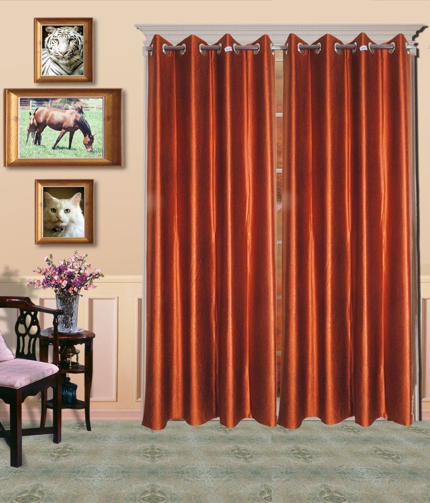33% OFF on Madhav Product Polyester Brown Geometric Eyelet Curtain