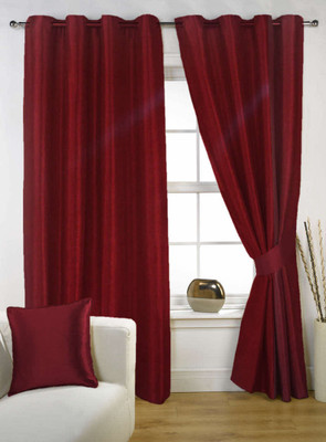 65% OFF on Kings Polycotton Maroon Printed Eyelet Curtain