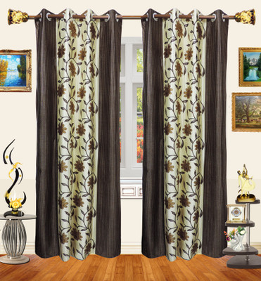 66% OFF on Decor Bazaar Polyester Brown Solid Eyelet Curtain