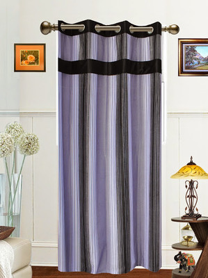 56% OFF on Dekor World Polyester Black Striped Eyelet Curtain