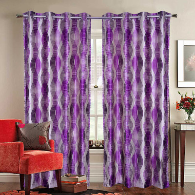 45% OFF on Fresh From Loom Polycotton Purple Self Design Eyelet Curtain