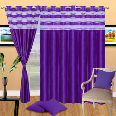 2% OFF on Handloomhub Polyester Purple Solid Eyelet Curtain