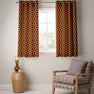 50% OFF on Fabutex Brown Geometric Eyelet Curtain