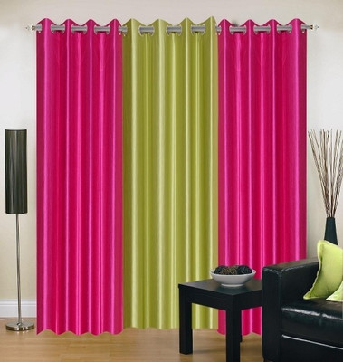 56% OFF on IWS Polyester Pink, Green Damask Eyelet Curtain