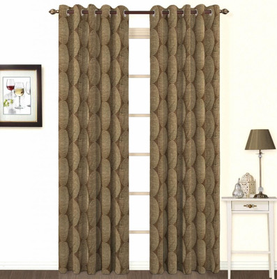 10% OFF on Skipper Cotton, Viscose Brown Abstract Eyelet Curtain