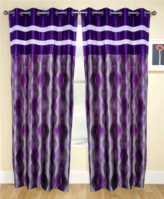 36% OFF on Fresh From Loom Polycotton Purple Self Design Eyelet Curtain