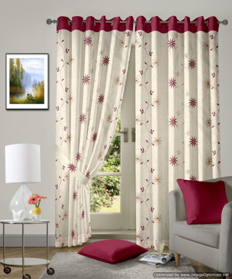 50% OFF on Vorhang Tissue Maroon Floral Eyelet Curtain 50% OFF on Vorhang Tissue Maroon Floral Eyelet Curtain