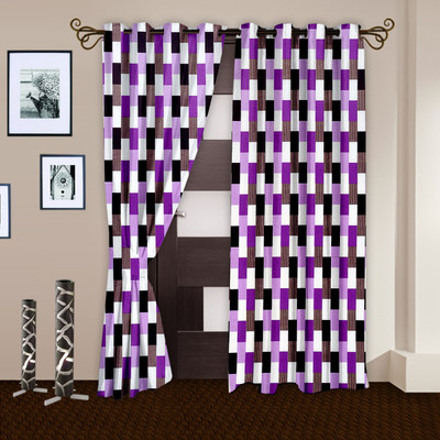 46% OFF on Story @ Home Polyester Purple Printed Tab Top Curtain