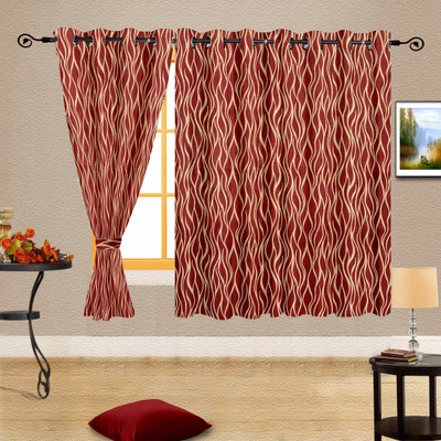 62% OFF on Cortina Polyester Maroon Embroidered Eyelet Curtain