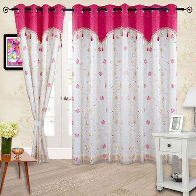 29% OFF on Cortina Polyester Pink Printed Eyelet Curtain