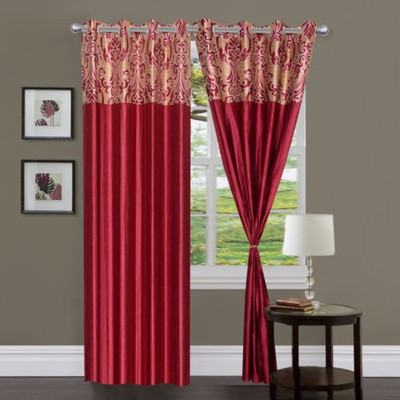 57% OFF on Homefab India Polyester Maroon Floral Eyelet Curtain