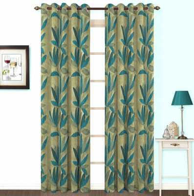 10% OFF on Skipper Polyester, Viscose, Blends Blue Floral Eyelet Curtain