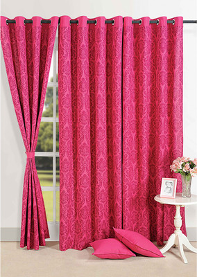 18% OFF on Swayam Cotton Purple Floral Eyelet Curtain
