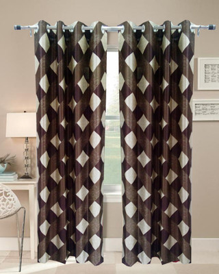 68% OFF on Homefab India Polyester Brown Printed Tab Top Curtain
