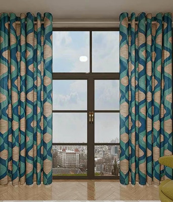 68% OFF on curtain Polyester Blue Printed Eyelet Curtain 68% OFF on curtain Polyester Blue Printed Eyelet Curtain