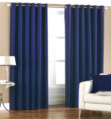 50% OFF on Profabhome Polyester Blue Self Design Concealed Tab Top Curtain