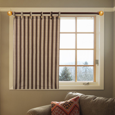 50% OFF on Kings Polyester Brown Striped Eyelet Curtain