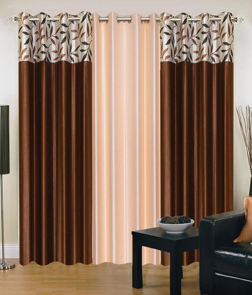 61% OFF on Shopgrab Polyester Brown Printed Eyelet Curtain