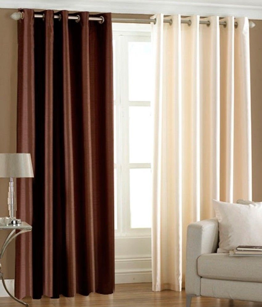 38% OFF on Hargunz Polyester Brown, Beige Floral Eyelet Curtain