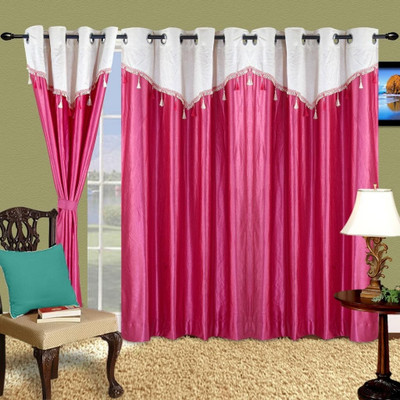 38% OFF on Cortina Polyester Pink Abstract Eyelet Curtain