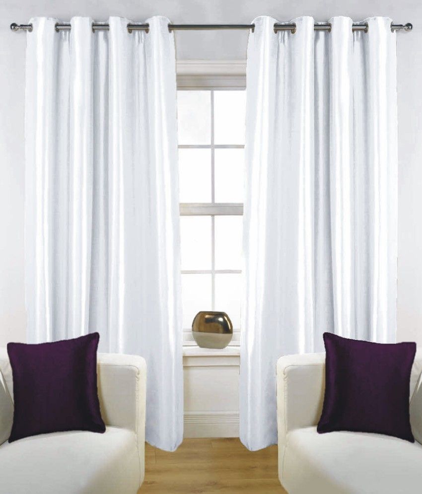 45% OFF on Fabutex Polyester White Solid Eyelet Curtain