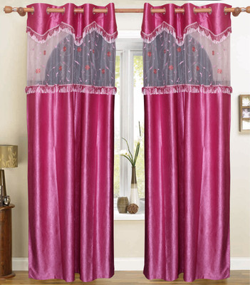 42% OFF on Vrinda Polyester Pink Floral Eyelet Curtain 42% OFF on Vrinda Polyester Pink Floral Eyelet Curtain