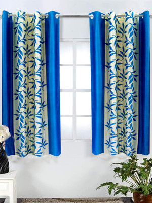 66% OFF on Homefab India Polyester Blue Abstract Eyelet Curtain