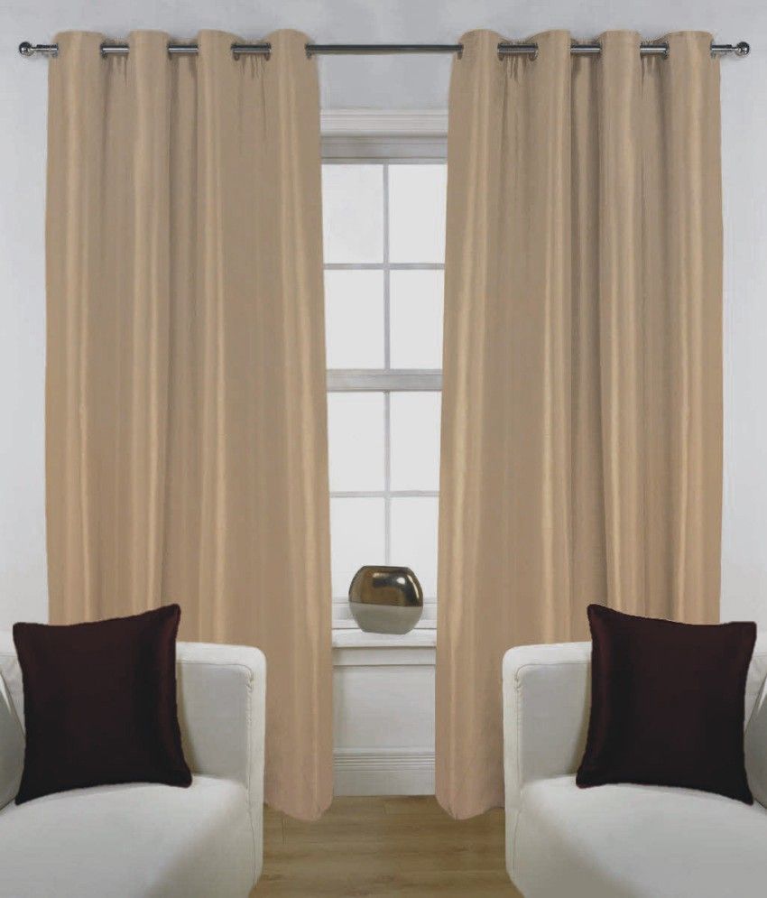49% OFF on Fabutex Polyester Brown Solid Eyelet Curtain