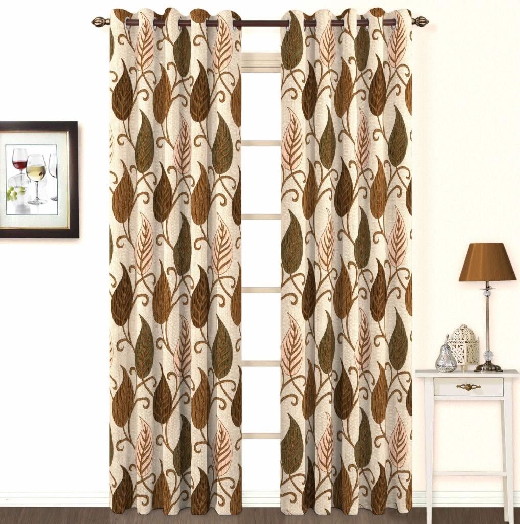 10% OFF on Skipper Polyester, Viscose, Blends Orange Floral Concealed Tab Top Curtain