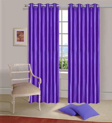 35% OFF on Handloomdaddy Polyester Purple Floral Eyelet Curtain