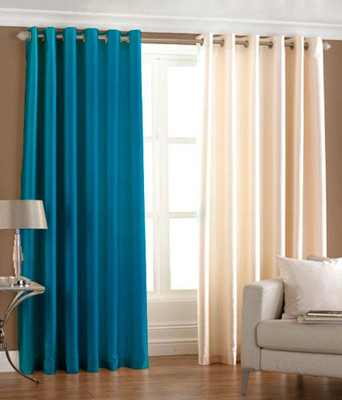 43% OFF on Handloomhub Polyester Multicolor Solid Tab Top Curtain
