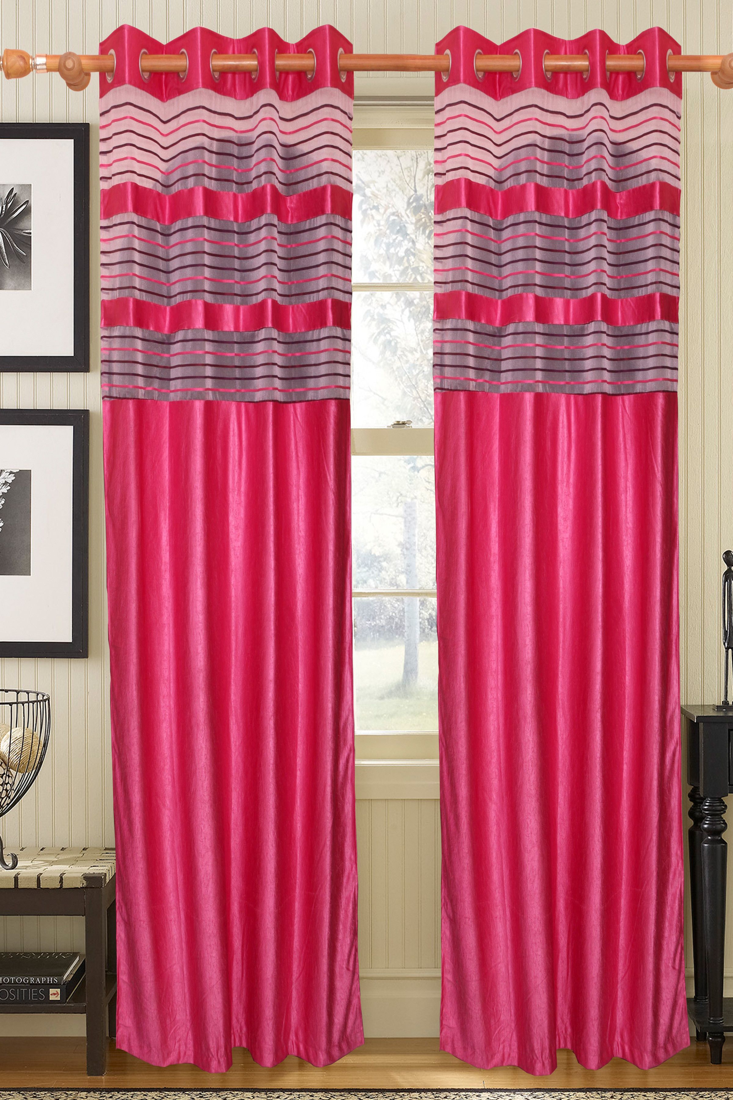 50% OFF on Vrinda Polyester Pink Printed Eyelet Curtain