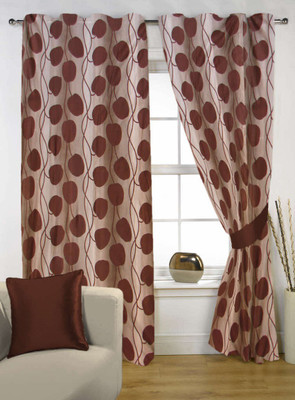 50% OFF on Kings Polycotton Brown Printed Eyelet Curtain