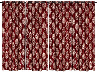 75% OFF on Zikrak Exim Polyester Red Damask Eyelet Curtain