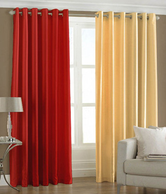 66% OFF on HomeZaara Polyester Red, Beige Solid Eyelet Curtain 66% OFF on HomeZaara Polyester Red, Beige Solid Eyelet Curtain