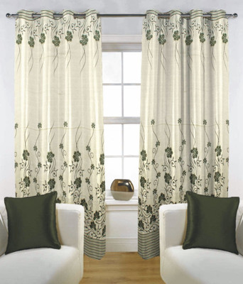 45% OFF on Fabutex Polyester Green Floral Eyelet Curtain 45% OFF on Fabutex Polyester Green Floral Eyelet Curtain