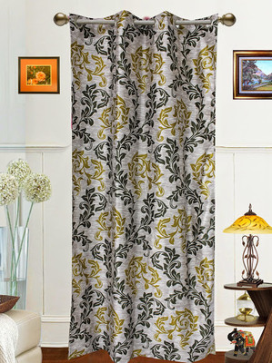 43% OFF on Dekor World Polyester Green Floral Eyelet Curtain
